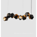 Lámpara colgante de oficina decorativa moderna Lámpara colgante de araña de acero inoxidable negra geométrica